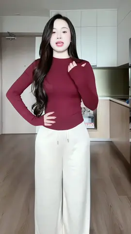 Áo Thun Cổ Tròn Dài Tay Chất Co Giãn Mềm Mịn #aothun #aothunnutaydai #aothunnu #thoitrangnu #xuhuong 