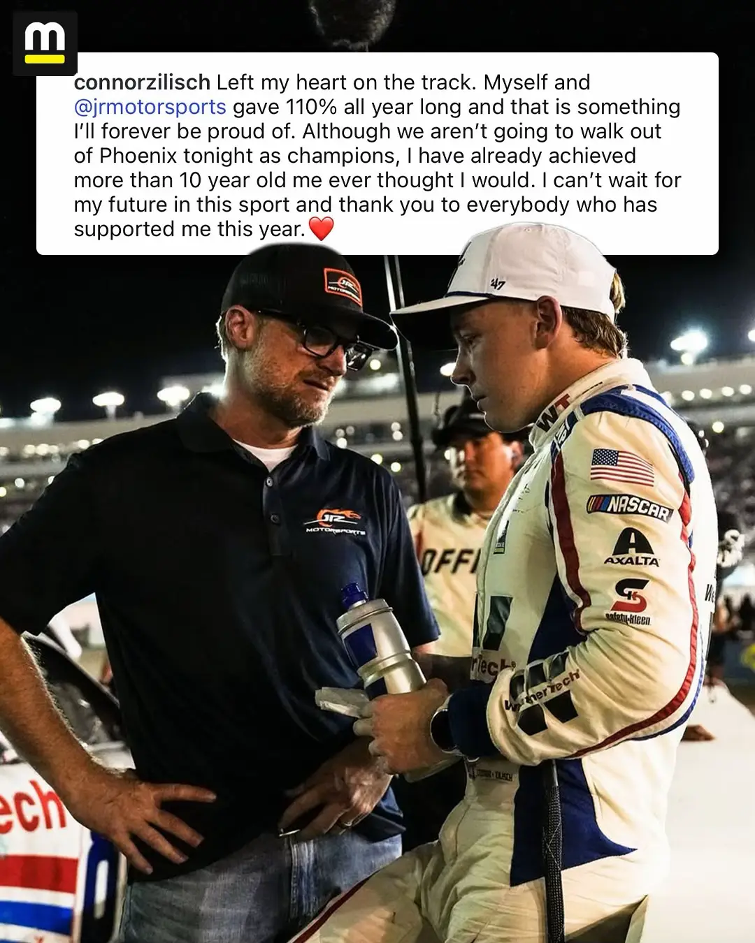 Connor Zilisch gave it all he had. A season to be proud of and an exciting future ahead. #NASCAR #motorsports #racing #DaleJr