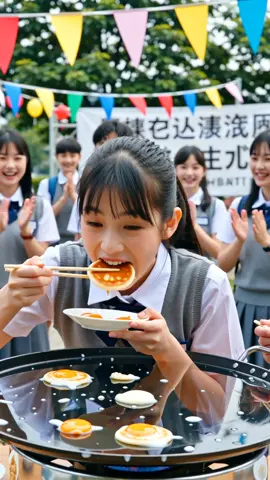 文化祭早食い競争 #文化祭　#girl #Japan #highschool #女子