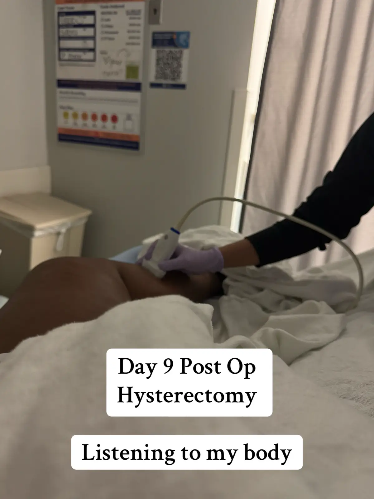 I woke up with this constant charley horse feeling in my left calf that just wouldn’t go away, so I’m getting an ultrasound to check for blood clots🙏🏽 Thankfully, they’re just making sure everything is okay as my body continues to heal. Recovery isn’t always pretty, but I’m grateful for each step forward💪🏽 Ladies, always listen to your body👂🏽if something doesn’t feel right, get it checked out❤️‍🩹 #hysterectomy #hysterectomyrecovery #hystersister #postop #fypシ 