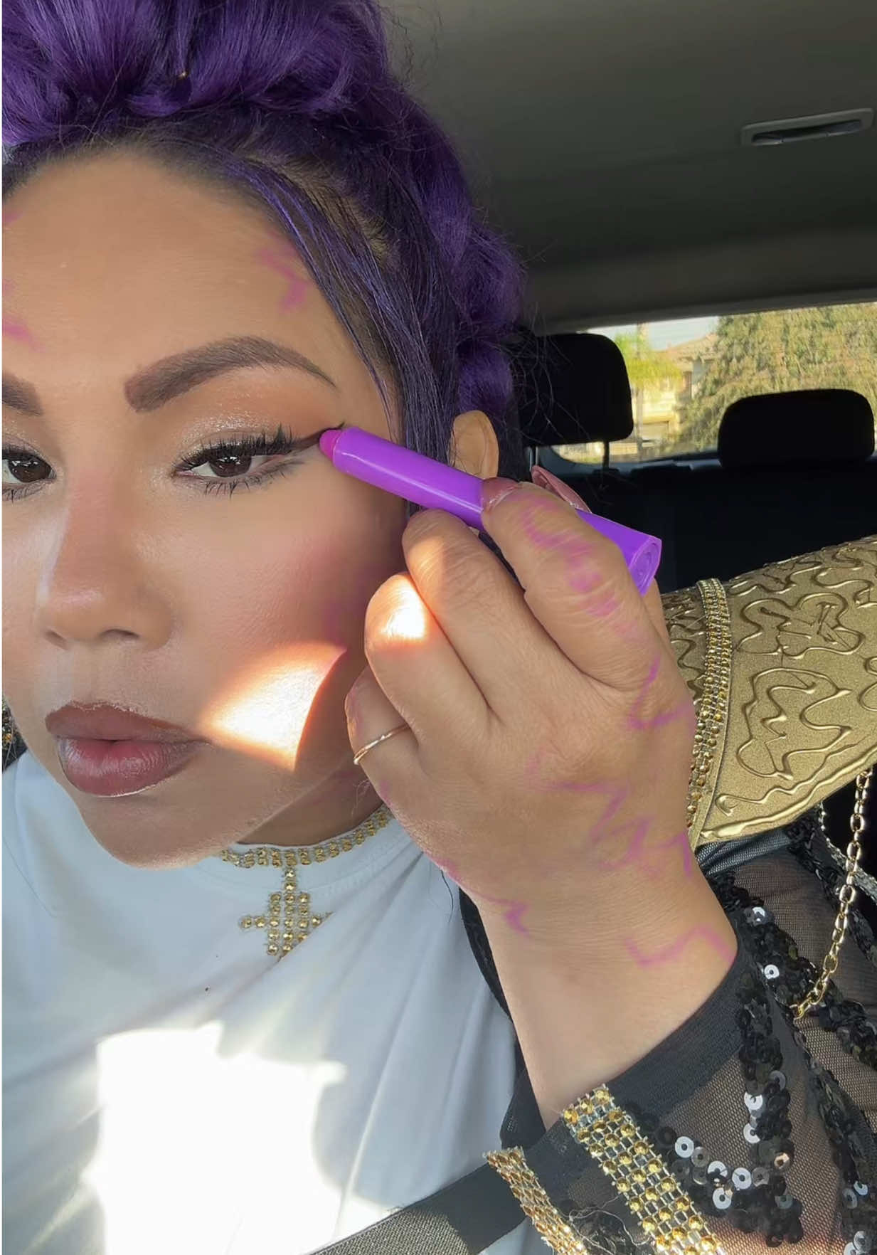 GRWM to be Rumi 💜 #rumi #kpopdemonhunters #grwm #fyp #purplehair rumi makeup, cosplay