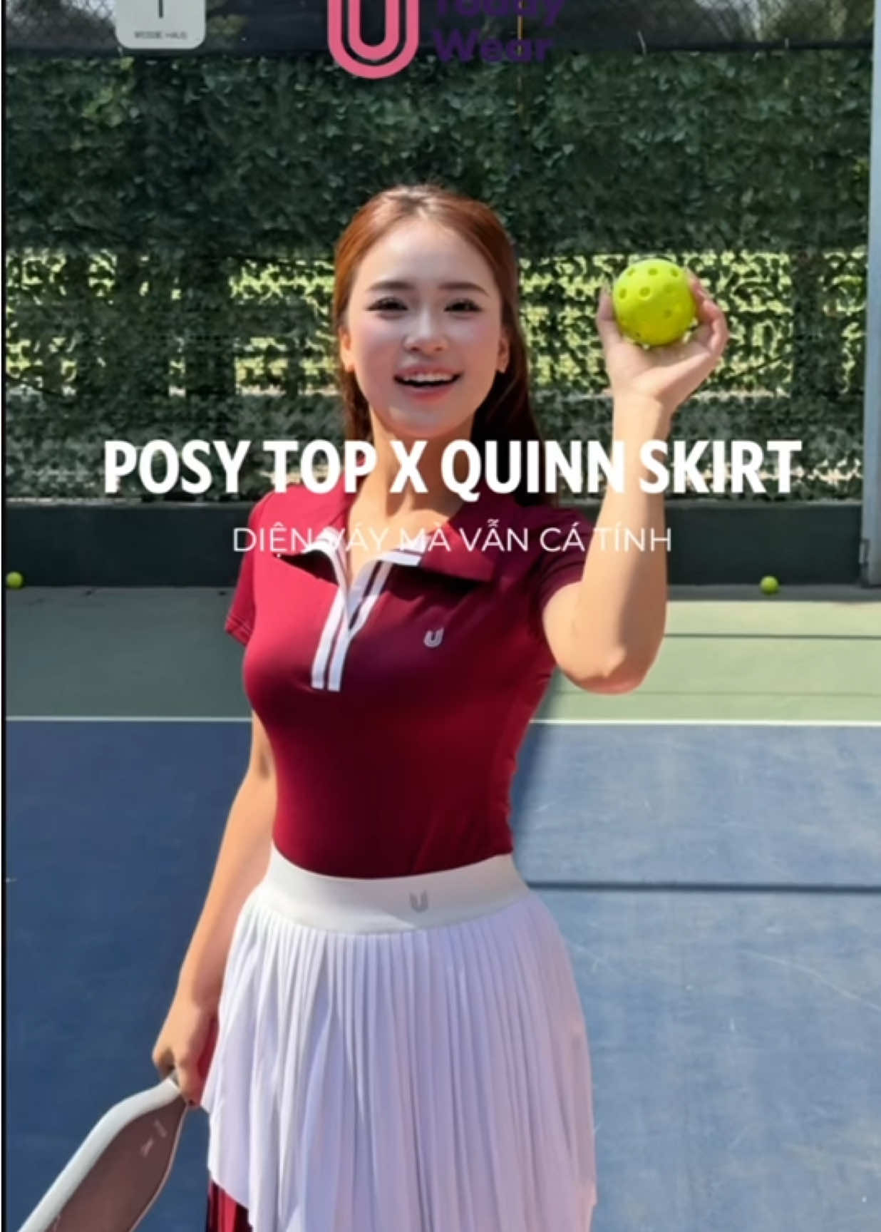 Cuốn hút với sắc đỏ nổi bật, thiết kế Posy Top x Quinn Skirt ghi điểm hoàn hảo với các nàng mê style điệu đà mà vẫn phải cá tính khi ra sân ~ #todayuwear #dotapthuongphuc #aothethao #vaypickleball #setdothethao 