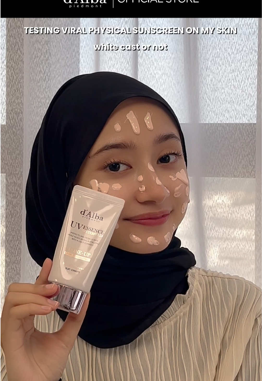 Physical sunscreen that actually disappears on my skin? A MIRACLE. ✨💕 #dalba #sunscreen #toneup #skincareroutine #glowupforreal 