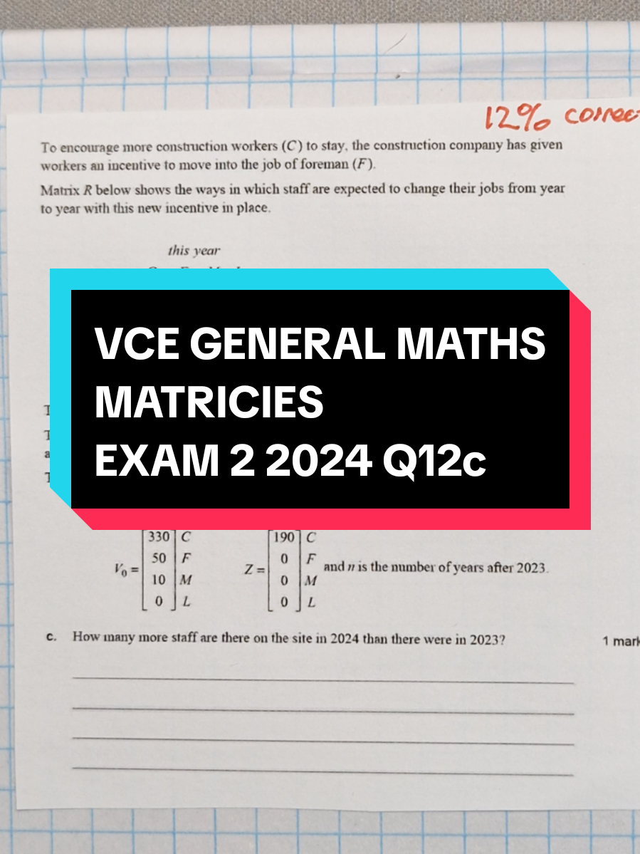 VCE General Maths Exam 2 2024 Question 12c. #Generalmaths #vce #mathexam 