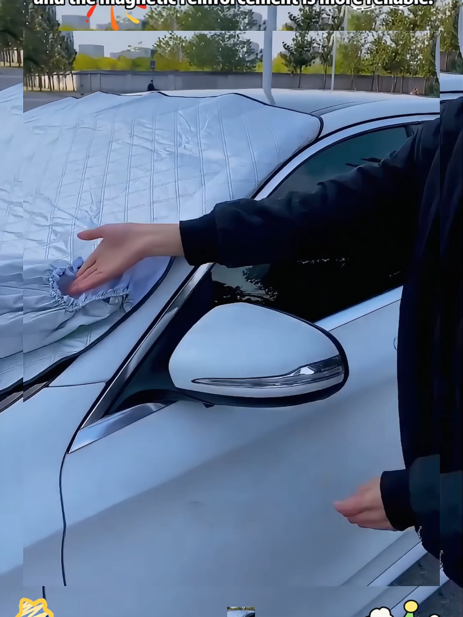 Magnetic all-season windshield cover, easy on/off in seconds! Sunproof & frost protection, perfect year-round car care. 🚗 #MagneticCover #AllSeason #CarSunShade #CarAccessories #EasyCarCare