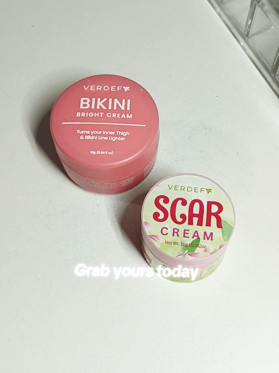 Brighten up and glow with confidence! This powerful duo Bikini Bright Cream and Scar Remover Cream helps fade dark spots and old scars, giving you smoother, even-toned skin. Feel proud to rock your bikini, skirt, or shorts with that radiant glow! #verdefy #scarremover #scarcream #GlowUp #glowingskin 