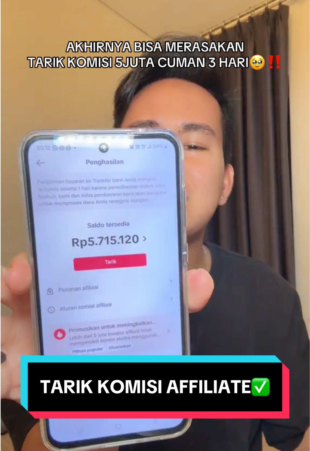 Masyallah bisa tarik komisi affiliate 3 hari sebesar ini😭💖 #fyp #beranda #tiktokaffiliate 