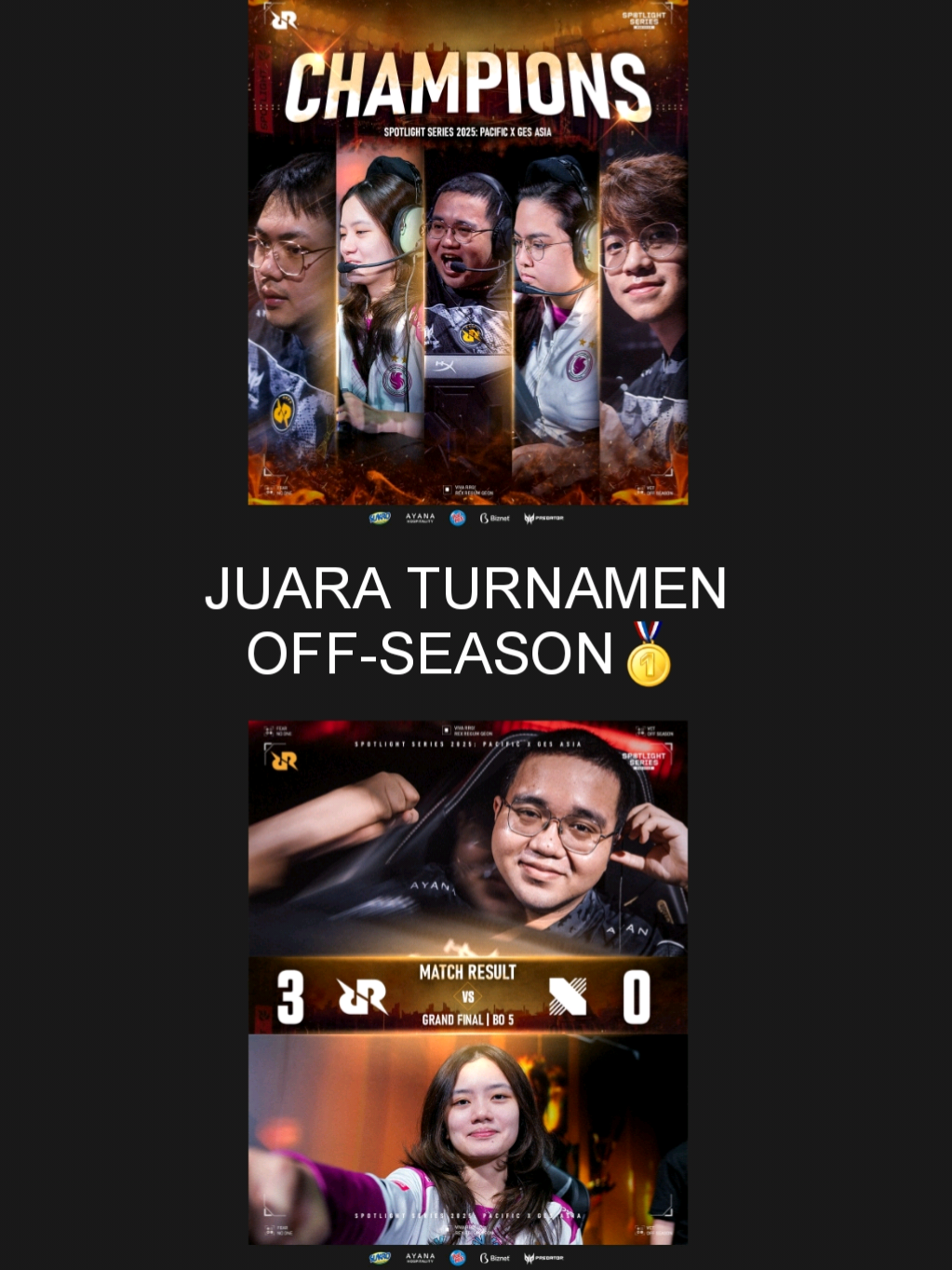 GGWP @teamrrq juara Valorant Spotlight Series Pacific 2025🏆🥇 #teamrrq #teamfalcons  #rrqvalorant #Valorant #valorantindonesia #spotlightseries2025 #spotlightseriespacific #rrqmonyet #rrqkushy #rrqxffero #eneriii #eneri #alexy #falcons #teamfalcons🦅 #fypシ゚ 