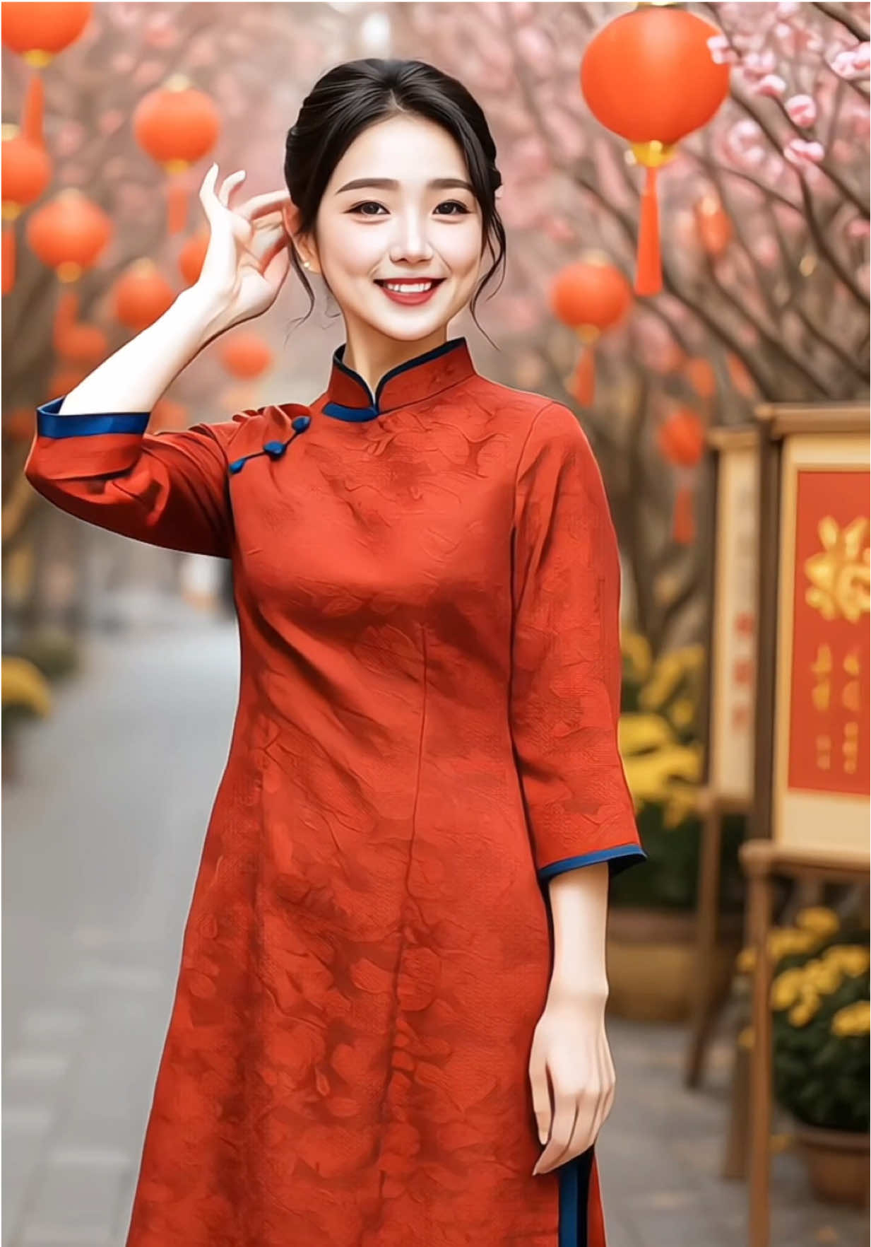 ✨ Chất gấm mềm mịn, cổ cao thanh lịch – diện là “auto đẹp”, chuẩn thần thái nàng xuân! #ÁoDàiTết2025 #ÁoDàiBigsize #ThờiTrangTết #đẹpthanhlịch 