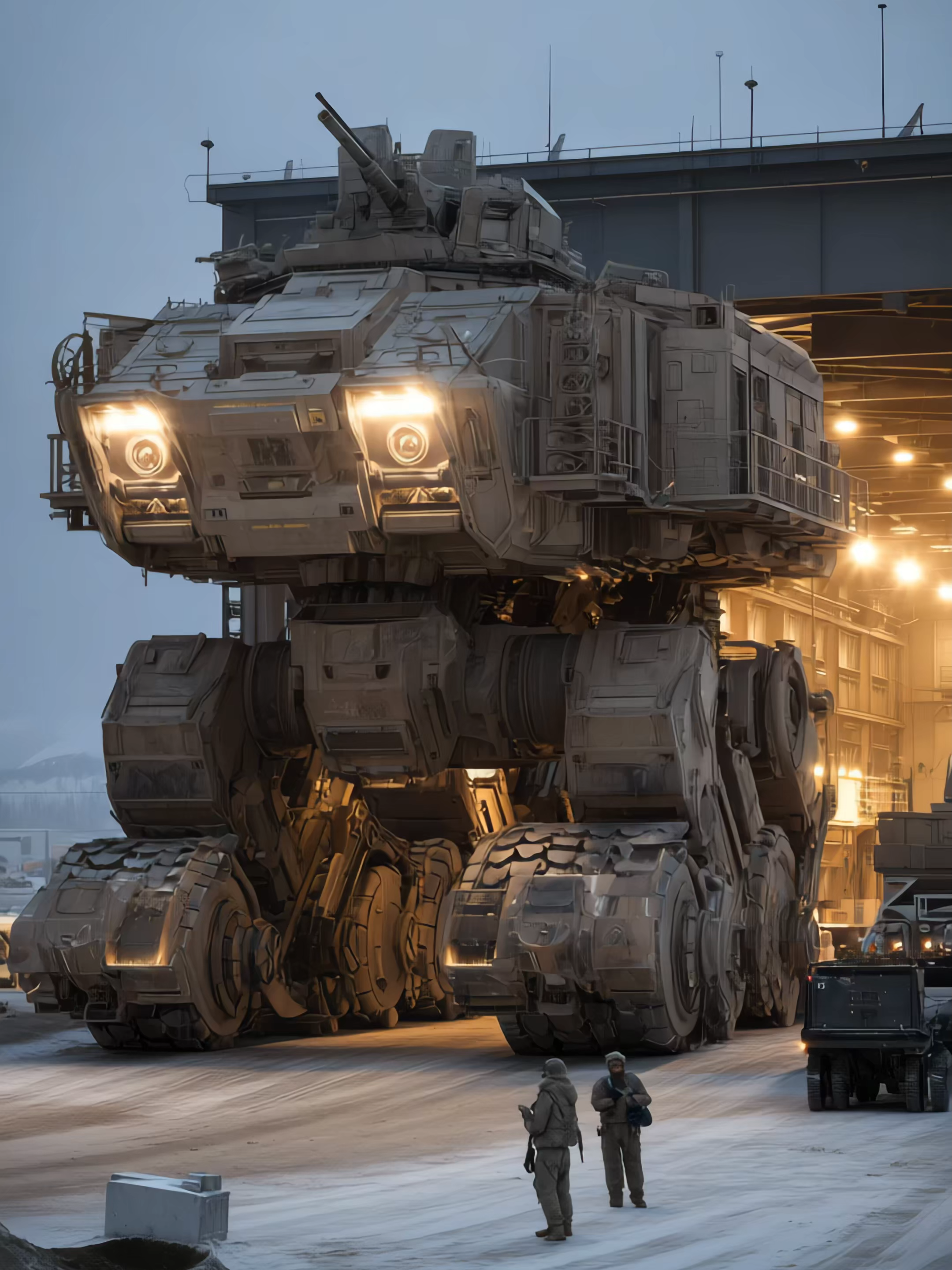 Arctic Deployment Protocol. A 'Warden'-class defender converts from its low-profile transport mode to its 20m high-alert configuration. The personnel are confirming the transformation sequence. What is the primary function of this high-profile mode? #fyp #cgi #robot #dystopian #cyberpunk#scifi