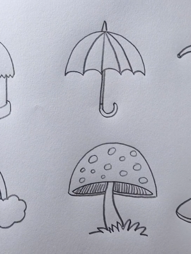 Easy Drawing Tutorial | Hut 🛖, Umbrella☂️ , Kettle , Rainbow 🌈, Mushroom 🍄, and Cap 🧢 #drawing #pencildrawing #easydrawing #art #ABCDrawing 