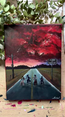 what if you painted your favorite show? 👁️ this Stranger Things piece took me hours, but I loved every second of it 🎨 from sketch → to Hawkins 🖤 #strangerthings #strangerthingsfanart #artreel #artprocess #paintingreel          
