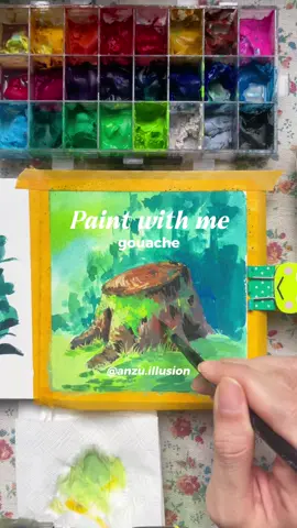 Tập vẽ gốc cây #gouache #dailyvlog #art #painting #sketchbook 