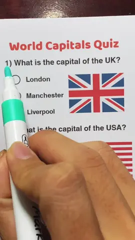World Capitals Quiz ! #quiz #quiztime #trivia #country #laernontiktok 