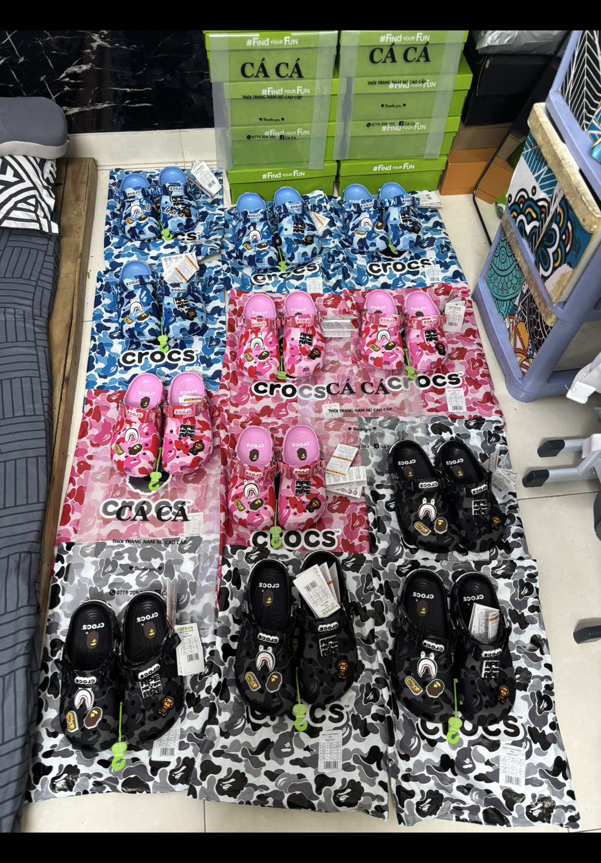 crocs bape bản siêu nét 4xx bé xíu đủ mẫu đủ sz ae ib đg sale‼️‼️#crocs #bape #viral #xhtiktok #xh 