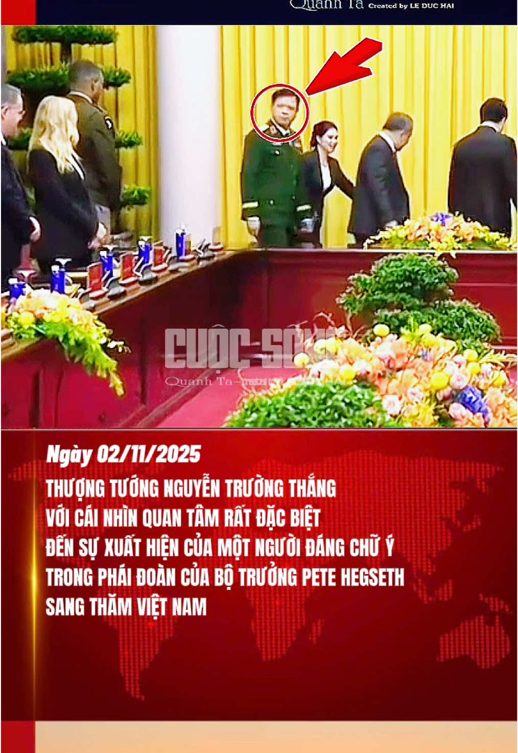 Chi tiết đáng chú ý khi Thượng tướng Nguyễn Trường Thắng có cái nhìn quan tâm rất đặc biệt đến một người trong phái đoàn của Bộ trưởng Bộ chiến tranh Mỹ dẫn đầu là ông Pete Hegseth sang thăm Việt Nam. Mọi người ai biết điều này xin để lại comment bên dưới nhé. #tintuc #cuocsongquanhta #petehegseth #thuongtuongnguyentruongthang #news 