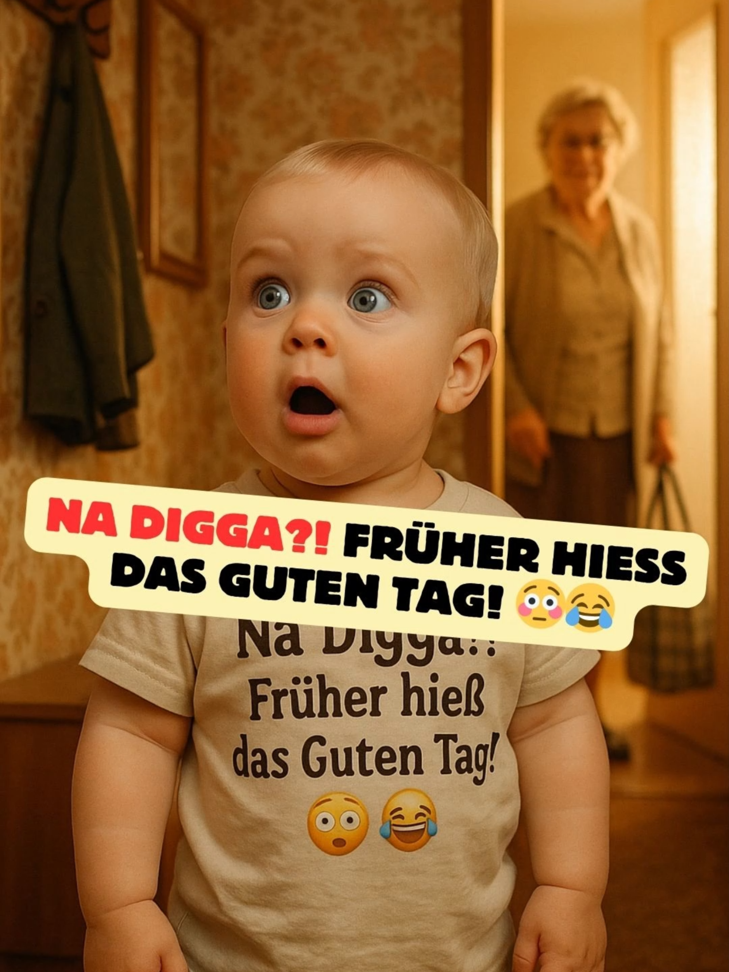 Früher hieß es höflich ‚Guten Tag‘ – heute: ‚Na Digga?!‘ 😳😂 Oma sagt, früher hat man sich noch höflich gegrüßt: „Guten Tag!“ 😌☕ Heute? Da kommt ein freches „Na Digga?!“ 😂💬 Ich dacht erst, das wär’n Name! 🤣 Wie sagt man bei euch Hallo? 👋👇 Schreibt’s in die Kommentare und folgt mir für mehr Früher-vs.-Heute-Momente aus Omas Zeit! ❤️✨ #SüßUndFrech #OmaErzählt #Nostalgie #RetroVibes #Kindheitserinnerungen #babycontent #OmaUndOpa #FrüherVsHeute #NaDigga #OmaMomente #NostalgiePur #fyp