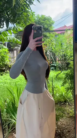 Áo Thun Cổ Tròn Dài Tay Chất Co Dãn Mềm Min#aothunnu #aothuncotron #thoitrangnu #xuhuongtiktokk 