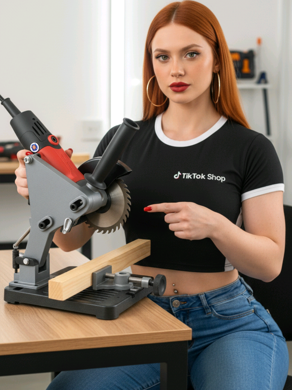 Suporte de Mesa para Guia de Esmerilhadeira com Alça Antiderrapante Ajustável! #suporte #esmerilhadeira  #ferramentas #pedreiro  #tiktokshop 