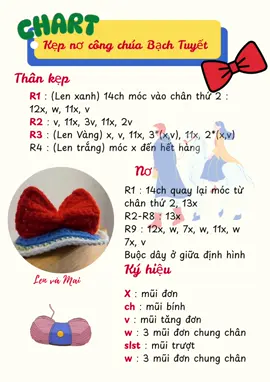 Chart kẹp tóc công chúa Bạch Tuyết #xuhuongtiktok #LearnOnTikTok #DIY #chartfree #crochet 