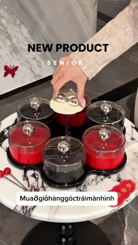 Khay đựng mứt Tết xoay 360° sang trọng chia ngăn tiện lợi, trang trí bàn ngày Tết#khaydungmuttet #khaydungbanhkeo #xuhuong #tet 