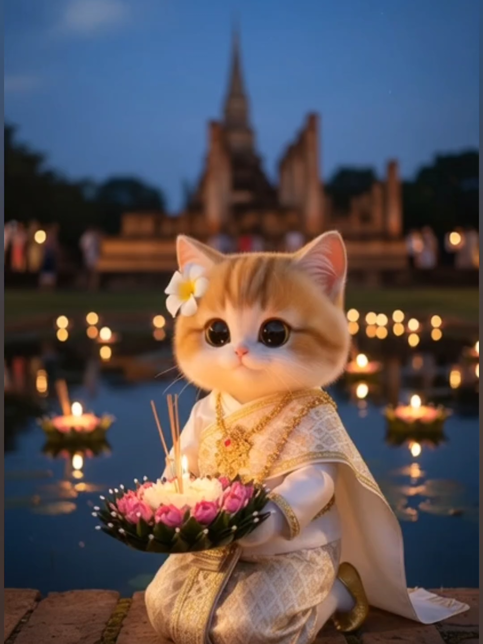 ลอยกระทง🪷🩷🌸#แมว #ทาสแมว #cat #แมวน่ารัก #แมวส้ม 