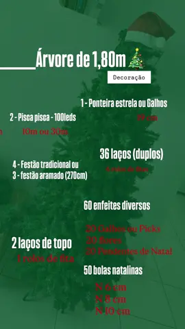Quantidades de enfeites para cada tamanho de árvore de Natal 🎄 #natal #arvoredenatal #decoracaodenatal #papainoel 