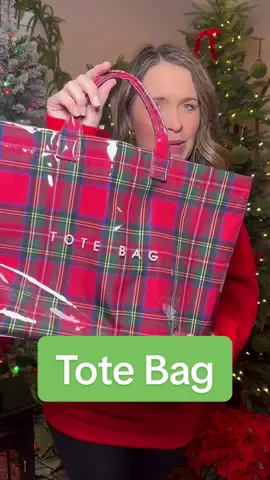 The viral tote bag is now available in this cute Christmas plaid color. Perfect for hauling around all of your stuff This holiday season orusing as a gift bag.  #totebag #bag #christmas #giftbag #tiktokshopcreatorpicks 