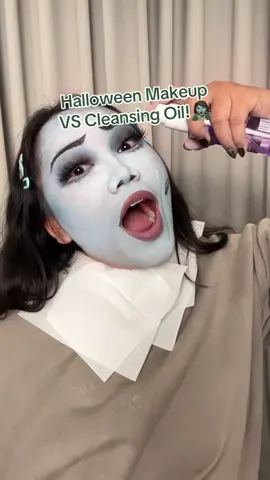 face painting oil based LANGSUNG MELELEH sama cleansing oil!🤩🤍 #TheOriginote #CleansingOil #MakeupRemover #Halloween #FacePainting 