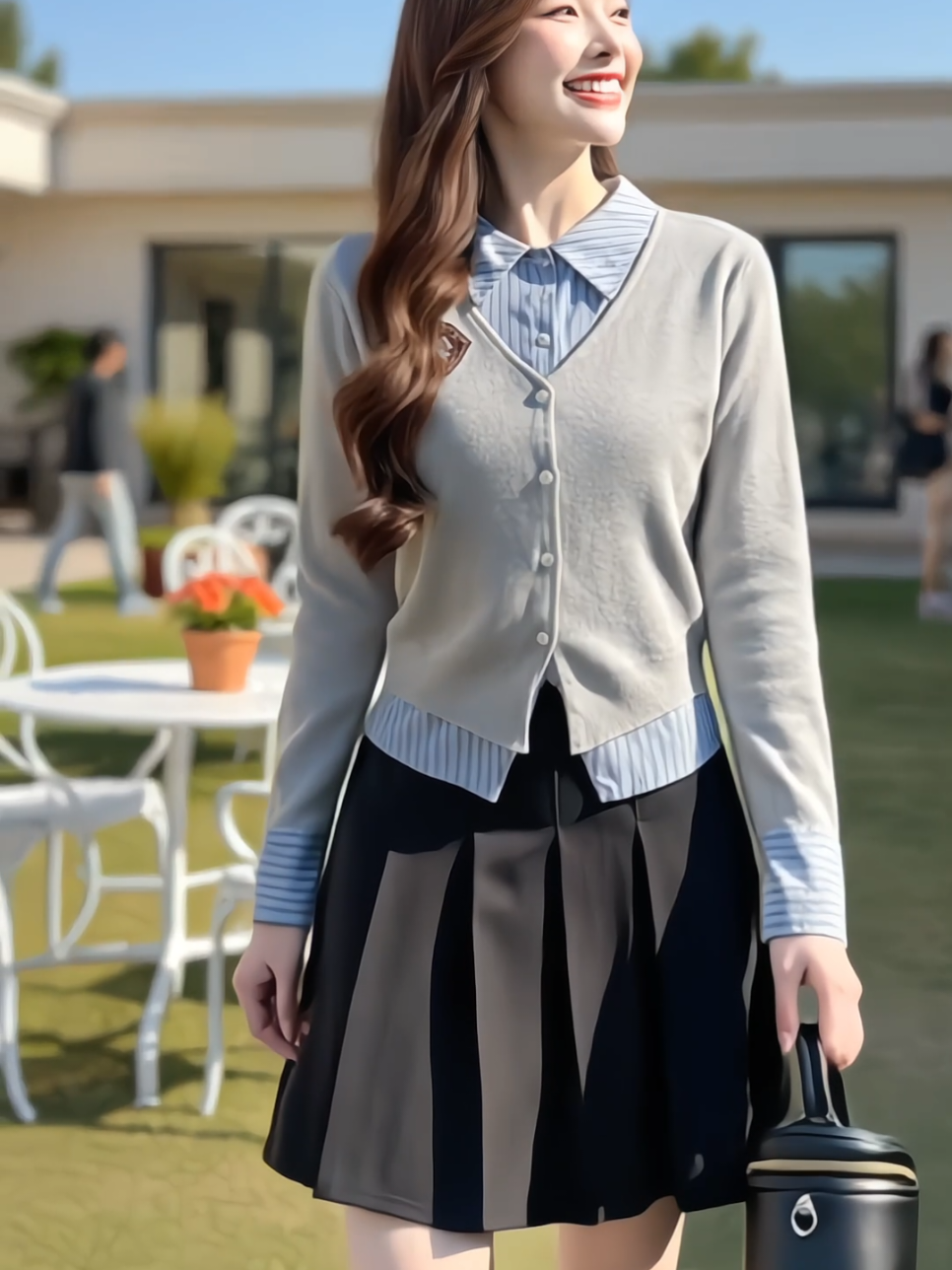 Áo sơ mi phối cardigan thêu logo len tăm 2 lớp tay dài #aosominu #somicadigan #aothun2lop #aocadigannu #xuhuong 