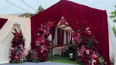 Tone đỏ hồng pha kem cho dâu xinh ❤️❤️#rapdep #xuhuong #mẫu #cuoihoitrongoi #giatien 