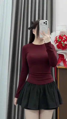 Áo Thun Cổ Tròn Dài Tay Chất Thun Co Dãn Nhiều Màu #aothunnu #aothundaitay #thoitrangnu #xuhuong #fyp 