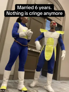 We celebrated our sixth wedding anniversary yesterday and were really in the corner doing Ginyu force poses 😭😭🤣 what shame?!?! #random #couples #cosplay #dbz 