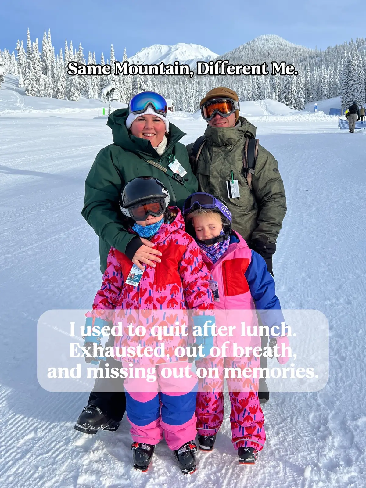 Same mountain, different me. ⛷️ Last season, I was out of breath halfway through the day — this season, I’m strong enough to ski until the lifts close. Stronger. Healthier. Happier. And finally living the moments I used to miss. ❄️ #wellnessjourney #skiseason #skiing #winterready #familytime 