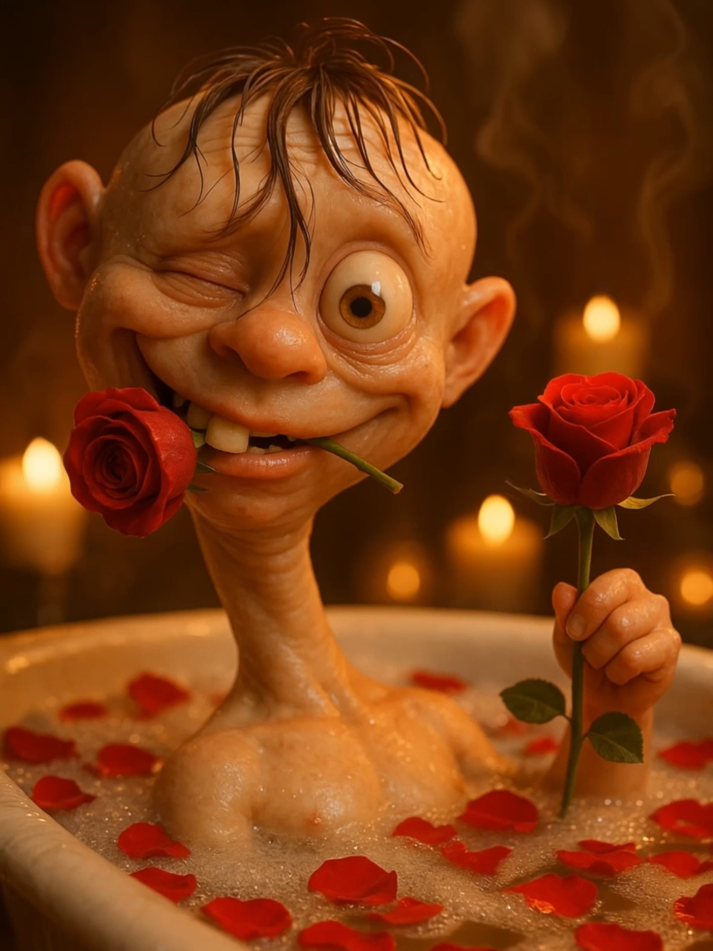 Candles? Check. Bubbles? Check. Roses? Check. You? Still missing. #loveisintheair #hopelessromantic #waitingforyou #memevibes #forsomeonespecial #roseforyou #funnylove #aivideo