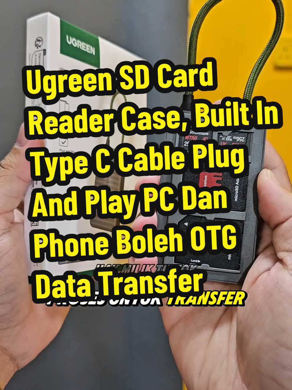 Sarung Pembaca Kad USB-C, UGREEN, dengan 2 Slot Kad SD, 1 Slot Kad TF, Storan 4 Kad Tambahan #sdcard #cardreader #memorycard #sdcardreader #sdcardholder 
