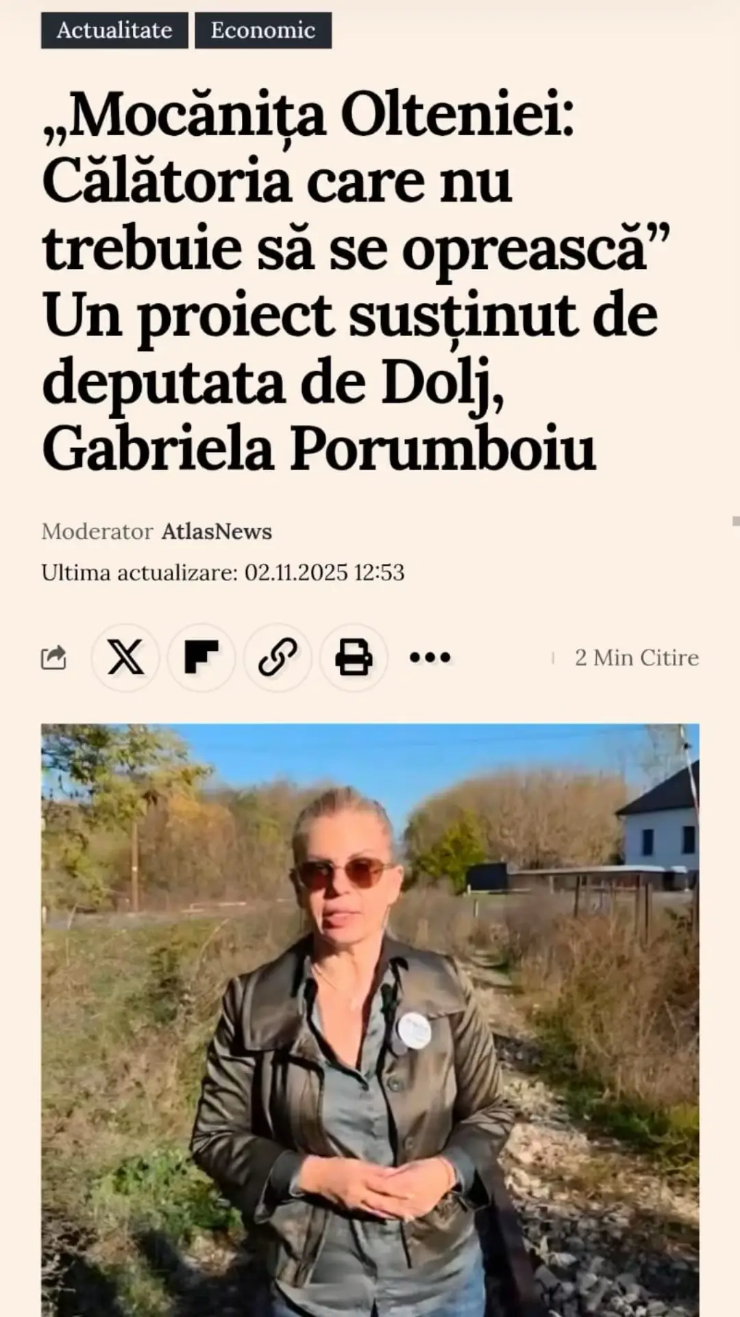 În inima Vâlcii, printre păduri și sate, doarme o poveste pe șine… „O poveste uitată printre munți.” Mocănița de pe Valea Bistriței a dus cândva munca, viața și visurile oamenilor din Oltenia de sub Munte — un simbol al unei lumi care trăia din muncă și speranță. Astăzi, liniile au rămas goale… dar sufletul lor nu a dispărut. Publicitate Ad Image Putem transforma această cale industrială într-un drum al turismului, al naturii, al renașterii locale. „De la fier vechi, la patrimoniu viu.” Deputata de Dolj Gabriela Porumboiu susține inițiativa de salvare a Mocăniței Olteniei și face apel la solidaritate regională pentru a reda viață acestui simbol al istoriei. „Considerăm că autoritățile locale și județene din Valea Bistriței și din întreaga Oltenie de sub Munte trebuie să se asocieze și să deschidă discuții cu actualii proprietari ai liniei pentru a identifica o formă de parteneriat public-privat. Este o oportunitate extraordinară de dezvoltare regională care nu trebuie ratată”, a declarat deputata. Așadar, apelul este clar: Către Consiliul Județean Vâlcea și toate autoritățile din zonă — salvați această infrastructură, nu o lăsați să ajungă la fier vechi. Investițiile pentru aducerea liniei la standardele necesare transportului de pasageri sunt posibile și necesare acum. Oltenia are nevoie de Mocănița — un simbol al demnității, al istoriei și al viitorului care ne leagă. Călătoria care nu trebuie să se oprească – Împreună salvăm Mocănița Olteniei. „Distribuie. Implică-te. Redă viață poveștii.” #viitor  #atlas  #foryoupage❤️❤️  #implicare  #romania  @Atlas News România 