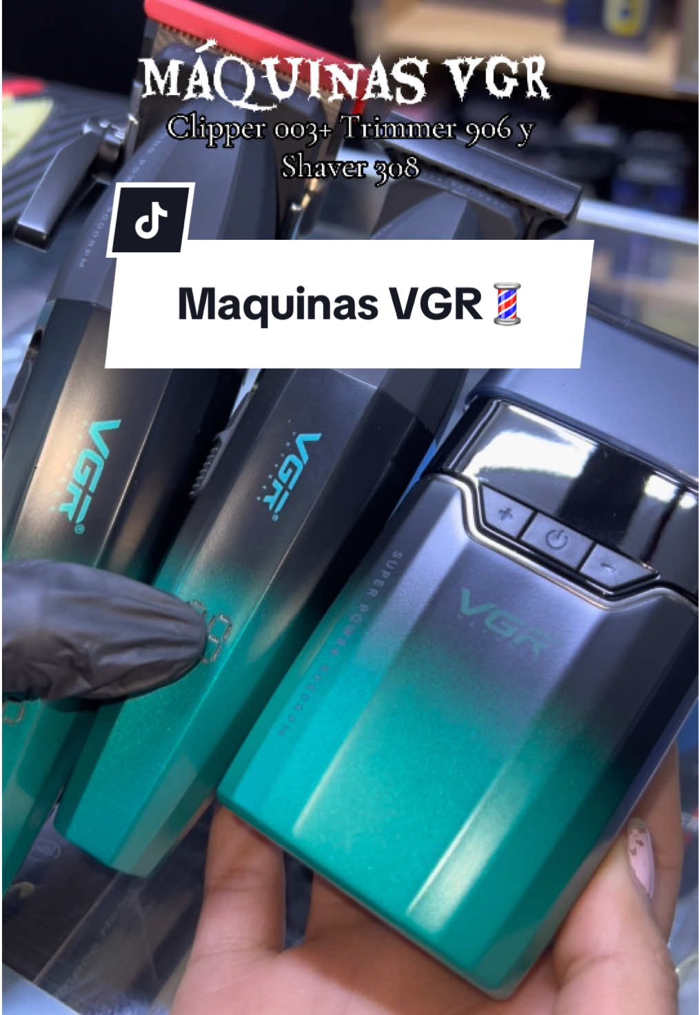 Máquinas VGR para barbería 💈 #barberia #vgr  Clipper 003+ Trimmer 906+ Shaver 308✅ #maquinasvgr #vgr003 #vgr906 