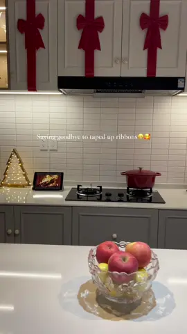 No longer do I have to tape ribbon on my cabinets #christmas#christmasdecor#christmasdecorations#tiktokviral#us