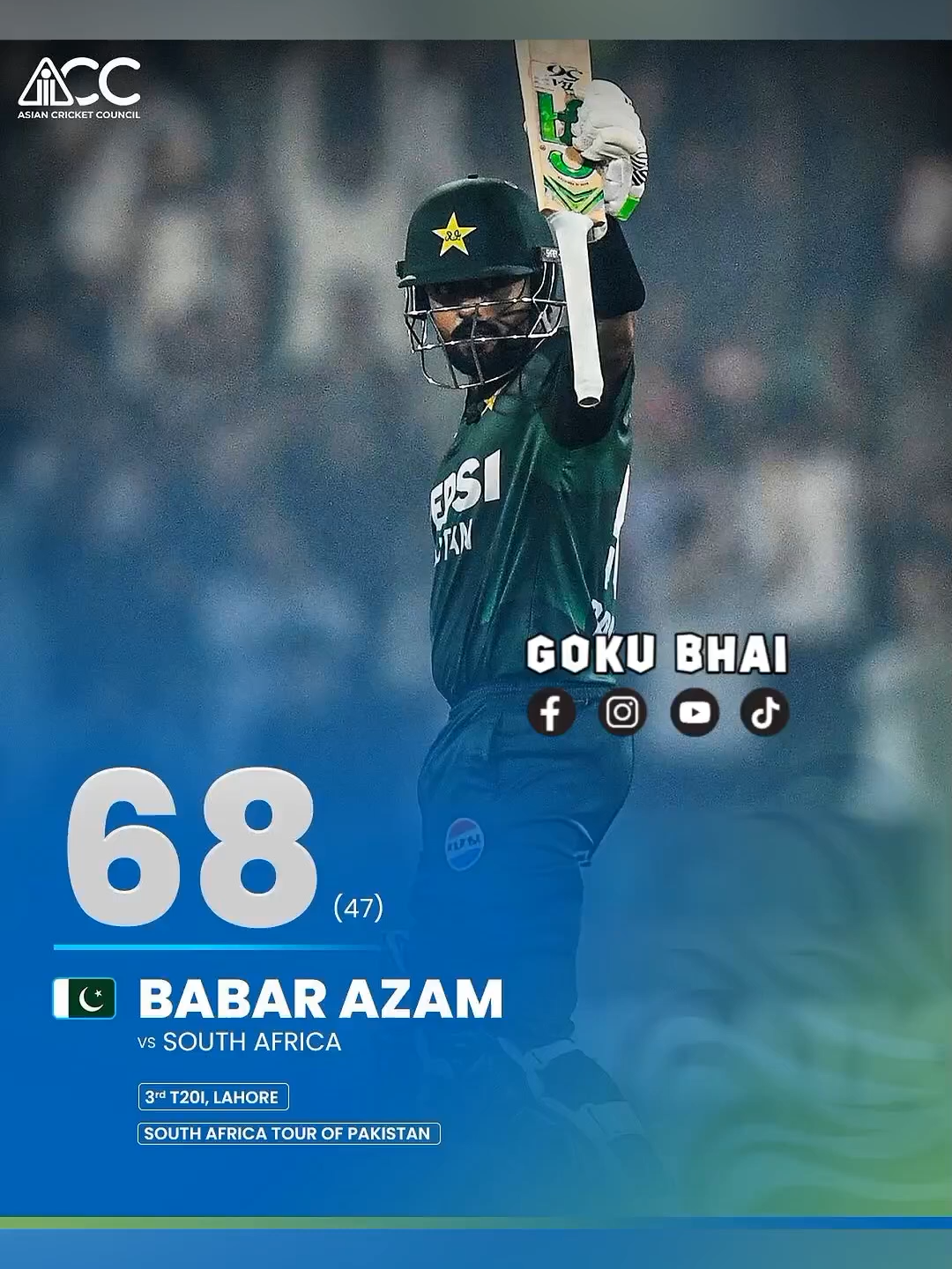 Babar Azam 68(47) vs South Africa 😂😎 #babarazam #pakvssa #rohitsharma #viratkohli #gokubhai #pak