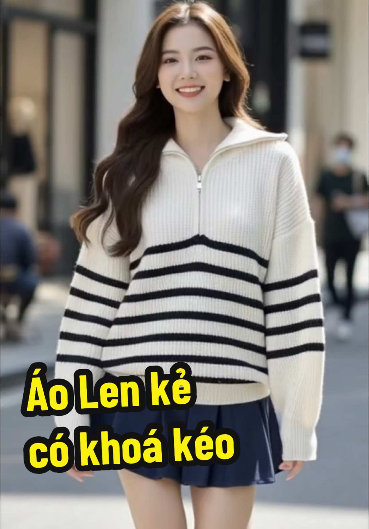 Áo len kẻ kéo khoá chui đầu cổ cao #methoitrang88 #fyp #foryou #thoitrangnu #thoitrangthudong #aolen 