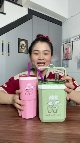 Combo bình 1.2lít và ly giữ nhiệt 600ml BiBi tặng ống hút+ muỗng##lyda##binhlygiunhiet##lybibi##binhda##hanggiadung