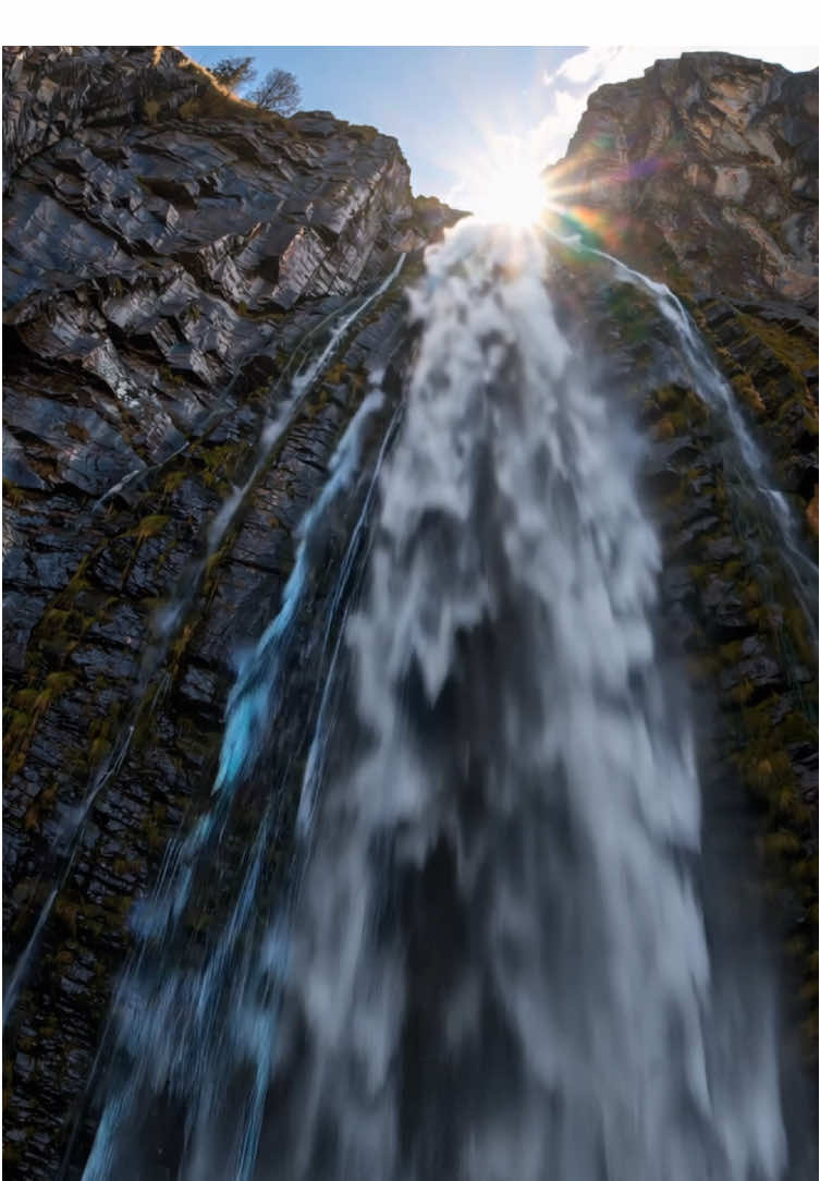 ✨ A Portal of Light — Bioluminescent Waterfall in 180° Glory 🌊💫 #BioluminescentWaterfall #CinematicNature #FisheyeView #OtherworldlyVibes #VisualArtistry