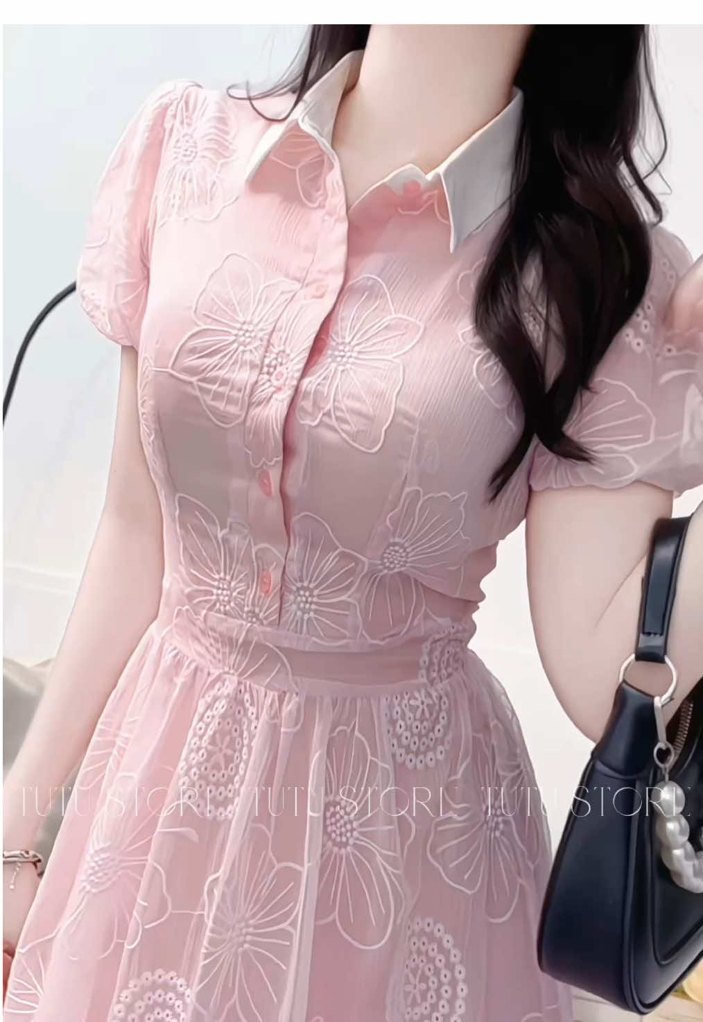 Hồng baby cưng xĩu luôn khách ơi 🌸🌸 #thoitrang #tutustore #damthietke #D1437 