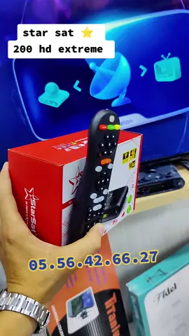 Star sat ⭐ SR-200HD EXTREME  · المعالج: معالج Ali 2661. · النظام: نظام تشغيل مفتوح المصدر (Lunix). · الذاكرة العشوائية (RAM): 2 جيجابايت. · ذاكرة التخزين الداخلية (ROM): 4 جيجابايت. مواصفات الاستقبال والاتصال: · الاستقبال التلفزيوني (Tuner): يدعم معايير DVB-S / DVB-S2 / DVB-S2X. · الاتصال اللاسلكي: مزود بواي فاي مدمج. · التقنيات المدعومة: بلوتوث (Bluetooth). مواصفات الصورة والصوت: · الدقة: مدعوم للعرض بدقة 4K UHD الحقيقية. · تنسيقات الضغط المدعومة: H.265 و VP9. الميزات والبرامج: · دعم الترجمة والصوتيات: يدعم جميع أنواع الترجمات والصوتيات. · جلب الشفرات: يدعم جلب الشفرات تلقائياً. · دليل البرامج الإلكتروني: يدعم تقنية EPG Pro. الاشتراكات المرفقة: · خدمة المشاركة (شيرنج):   · سيرفر فوريفر برو: لمدة 15 شهر.   · سيرفر أبولو: لمدة 12 شهر. · خدمات IPTV:   · MyHD: لمدة شهر.   · DREAM: لمدة شهر. #fyp #pourtoi #الشعب_الصيني_ماله_حل😂😂 #viral #dz 