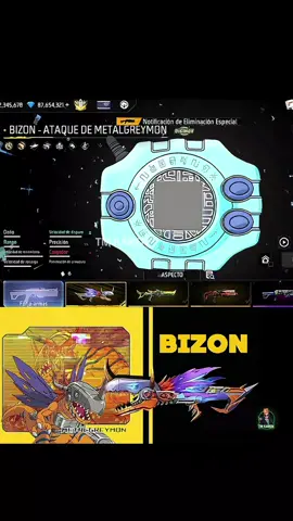 Animación de la skin BIZON - ATAQUE DE METALGREYMON de la colaboración Free Fire x Digimon #garenafreefire #freefire_lover #freefire_love #garenafreefire #digimon 