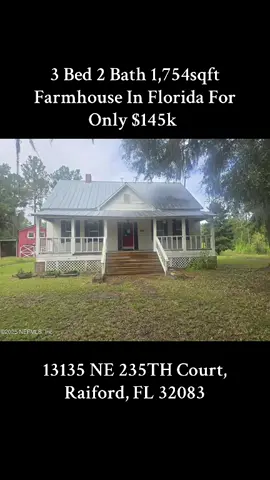 Charming 3BR/2BA Farmhouse on 5 Acres with Barn & Pond - Endless Potential!
 
 Discover the charm and opportunity in this three-bedroom, two-bath farmhouse nestled on five beautiful acres of peaceful countryside. Featuring a detached barn, scenic pond, and plenty of room to spread out, this property offers the perfect canvas for your dream homestead, mini-farm, or country retreat.
 
 The home offers a spacious layout with farmhouse character throughout, ready for your personal touch and updates. With a little TLC, this property can truly shine! Enjoy quiet mornings by the pond, sunset views across open fields, and ample space for gardening, livestock, or outdoor entertaining.
 
 Whether you're an investor, DIY enthusiast, or someone looking for a serene escape from the city, the possibilities here are endless.
 
 This home is being sold as-is — don't miss your chance to restore this country gem to its full potential! Listed by: LATOSHIA HALL 904-234-5826, POWERHOUSE REALTY INC. 904-742-2011 #farmhouse #farmhousestyle #farmhouseliving #fireplace #homesteading 