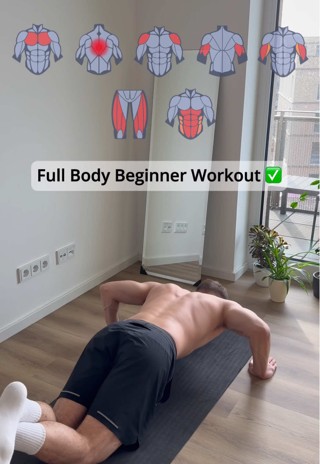 Complete Full Body Beginner Workout 💪🔥 7 simple exercises, no equipment, just your body. Save this & start today ✅ #homeworkout #fullbodyworkout #noequipmentworkout #workoutfromhome #fitnessmotivation 