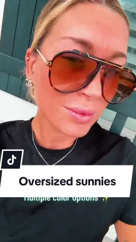 Absolutely loving these sunnies. So many color options. AMAZING PRICE + free shipping! #womenssunglassses #oversizedsunglasses #sunglasses #affordablesunglasses #fyp 