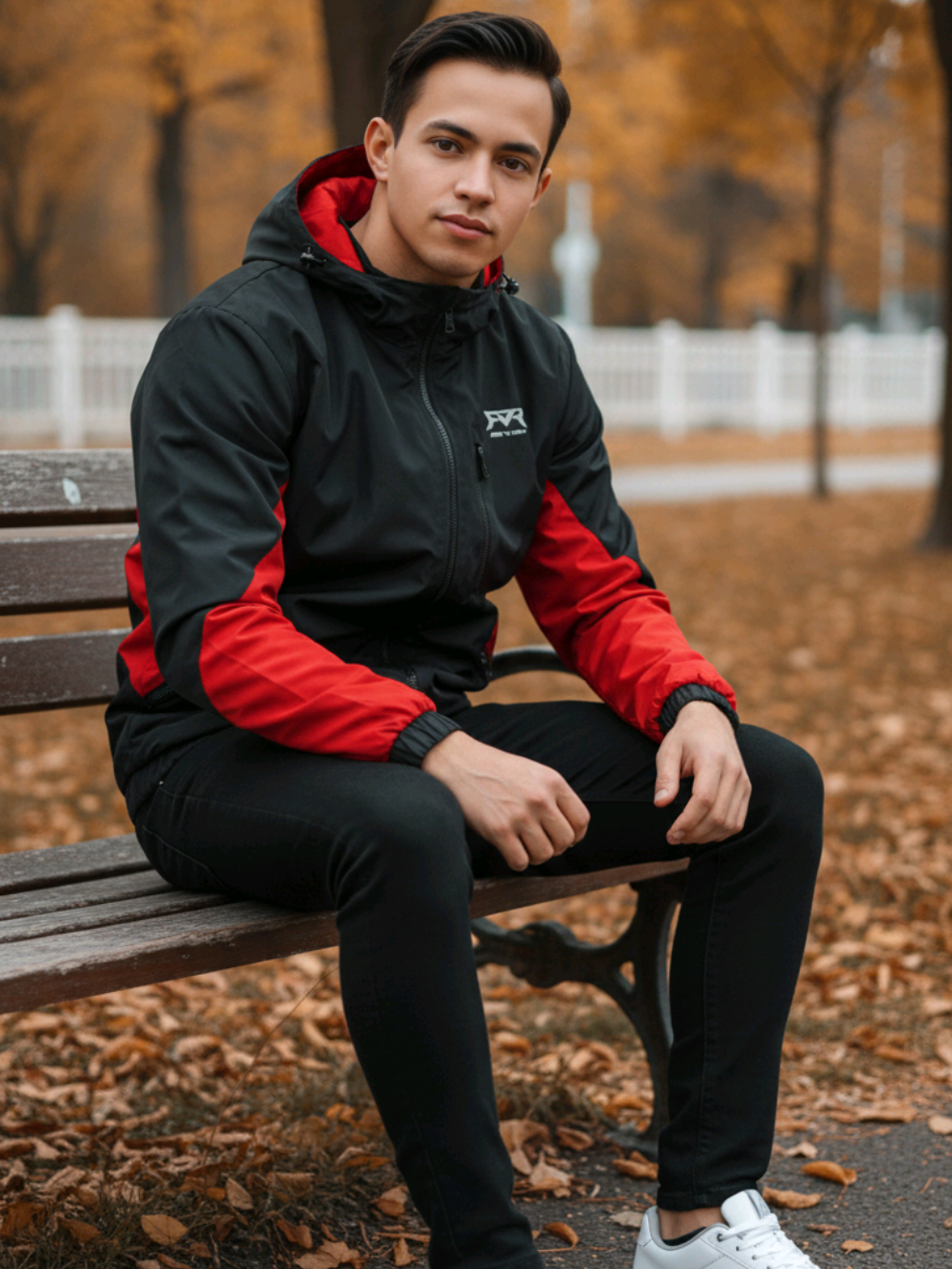 Prompt Ai pria duduk santai di bangku taman musim gugur Buatkan gambar hyper-realistic, wajahnya sama persis dengan foto referensi (100% tanpa perubahan pada wajah, mata, struktur wajah, alis, hidung, bibir dan juga jangan merubah bentuk badan) Seorang pria duduk santai di bangku taman musim gugur, ia mengenakan Jenis pakaian: Jaket sporty atau windbreaker Desain dan warna: Warna utama: hitam Warna sekunder: merah pada bagian dalam hoodie, sisi samping tubuh, serta bagian lengan bawah Aksen desain dengan garis potongan tajam di area sisi dan lengan, memberi kesan dinamis dan modern Bahan: Tampak terbuat dari bahan parasut atau polyester anti-angin dan tahan air ringan Bagian dalam tampak berlapis tipis untuk kenyamanan Detail tambahan: Resleting utama berwarna hitam di bagian tengah Dua saku dengan resleting di sisi bawah Satu saku kecil vertikal dengan resleting di dada kiri Hoodie dengan tali penyesuaian Pergelangan tangan menggunakan karet elastis Logo “REVON” dan simbol di dada kiri serta di bagian dalam leher Celana jeans panjang hitam ramping  Sepatu:  Jenis: Sneakers kasual Warna utama: Putih polos Desain: Bagian atas berbahan kulit sintetis atau kulit halus dengan lubang ventilasi kecil di bagian ujung (toe box) Tali sepatu berwarna putih dengan pola menyilang klasik Lidah sepatu (tongue) memiliki label dengan logo segitiga bertuliskan “AERO STREET” Terdapat tag kecil bertuliskan “AERO” di sisi samping lubang tali Sol berwarna putih tebal dengan tekstur sederhana Ia melihat ke depan dengan santai. Latar belakangnya suasana taman di musim gugur. Daun-daun kering berwarna cokelat berserakan di tanah, sementara pepohonan di belakang memiliki dedaunan berwarna kuning keemasan hingga cokelat tua. Pagar putih tampak samar di kejauhan, menunjukkan area seperti taman kota atau jalan pinggiran yang sepi. Pencahayaannya lembut dan muram, memberikan nuansa sinematik dengan kedalaman bidang yang dangkal dan latar belakang yang buram, membangkitkan suasana musim gugur yang tenang, beresolusi sangat tinggi, 8K, fokus tajam, detail tajam. #fypage #fypシ゚ #fyppppppppppppppppppppppp #fyp #fashion 